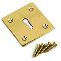 Square Keyhole Cover Escutcheon 50mm x 50mm + Screws (Polished Brass) by Frelan Jedo